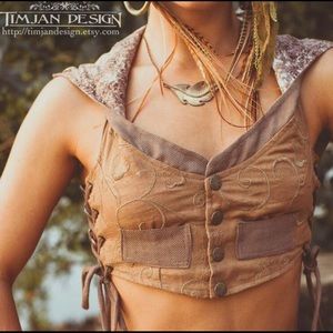 Burning man hooded fairie cropped vest